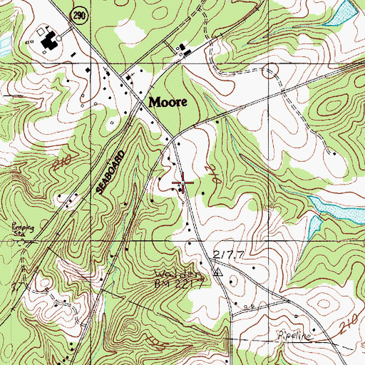Topographic Map of Moore Church, SC