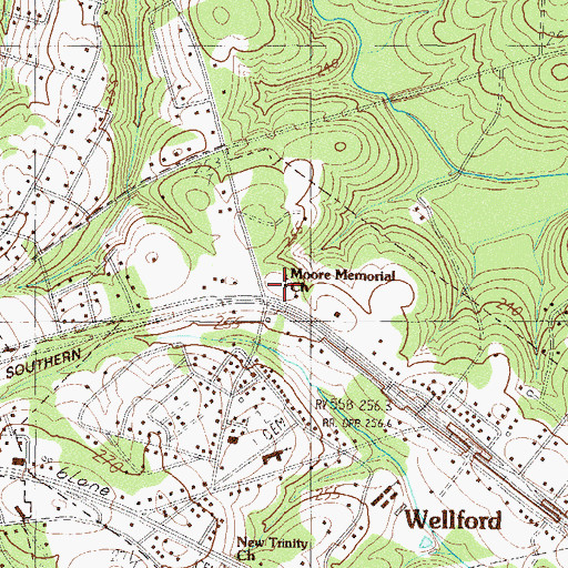 Topographic Map of Moore Memorial Church, SC