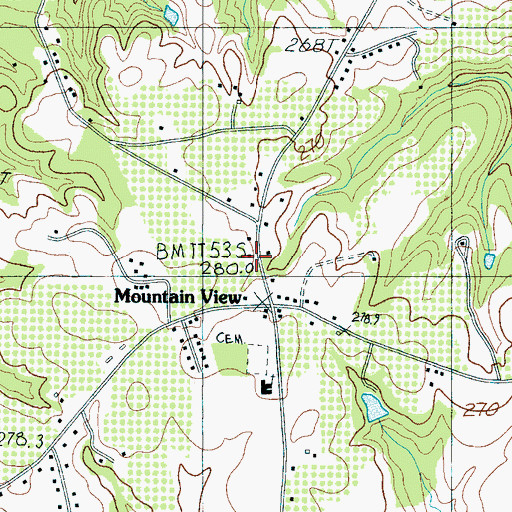 Topographic Map of Mountain View School (historical), SC