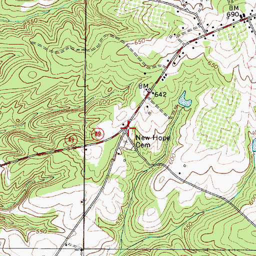 Topographic Map of New Hope Baptist Church (historical), SC