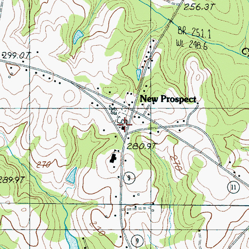 Topographic Map of New Prospect Baptist Church, SC