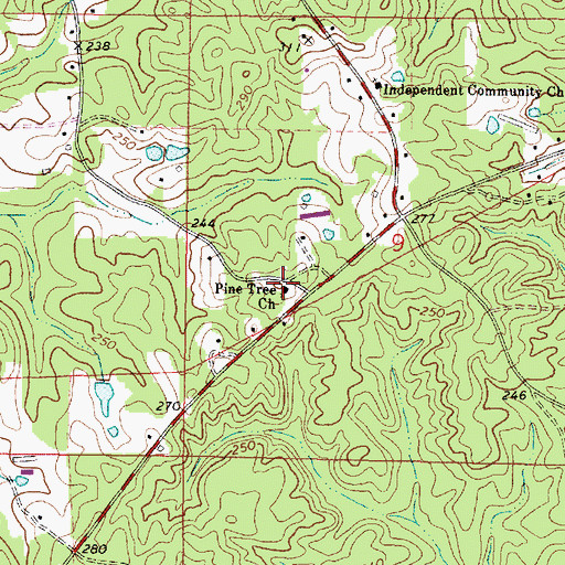 Topographic Map of Pine Tree Church, AL