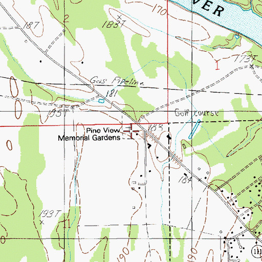 Topographic Map of Pine View Memorial Gardens, AL