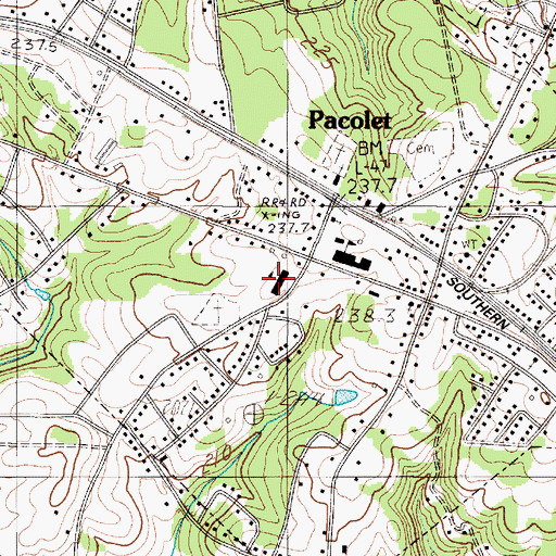 Topographic Map of Pacolet Elementary School, SC
