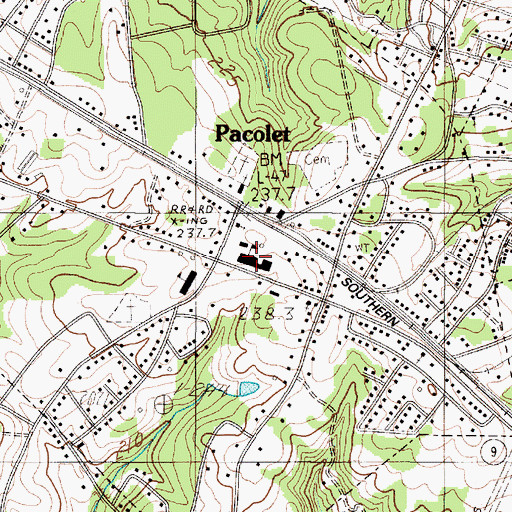 Topographic Map of Pacolet Junior High School, SC
