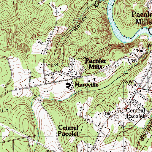 Topographic Map of Pacolet School (historical), SC