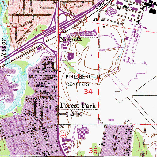 Topographic Map of Pine Crest Cemetery, AL