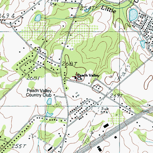 Topographic Map of Peach Valley Baptist Church, SC
