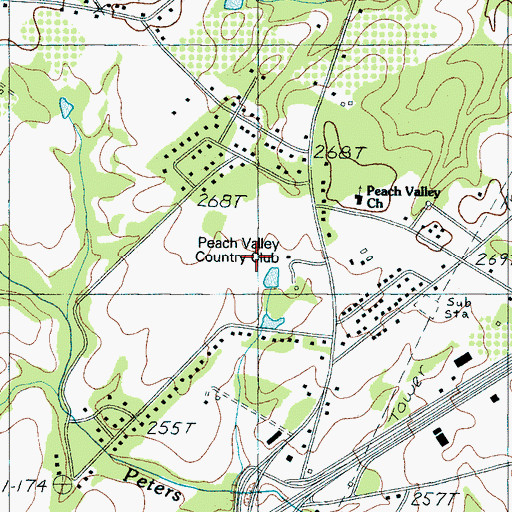 Topographic Map of Peach Valley Country Club, SC