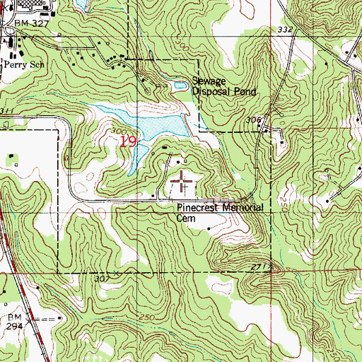 Topographic Map of Pinecrest Memorial Cemetery, AL
