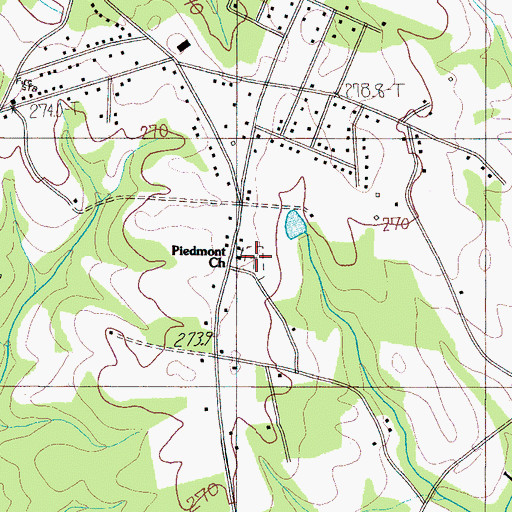 Topographic Map of Piedmont Baptist Church Cemetery, SC