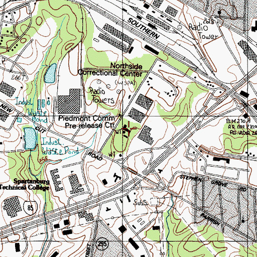 Topographic Map of Piedmont Community Pre-Release Center, SC