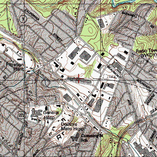 Topographic Map of Pinewood Shopping Center, SC