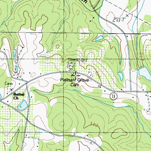 Topographic Map of Pleasant Grove Cemetery, SC