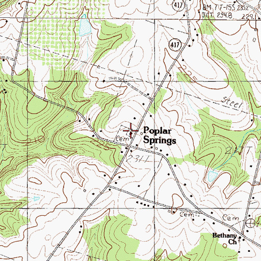 Topographic Map of Poplar Springs Baptist Church, SC