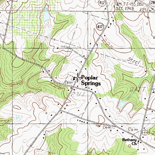 Topographic Map of Poplar Springs School (historical), SC