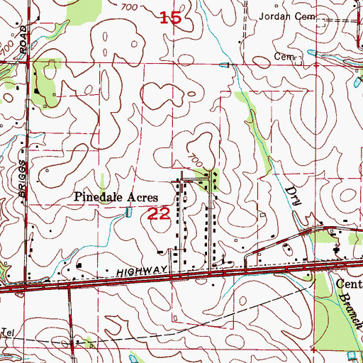 Topographic Map of Pinedale Acres, AL
