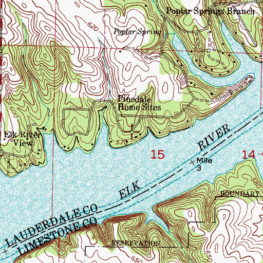 Topographic Map of Pinedale Home Sites, AL