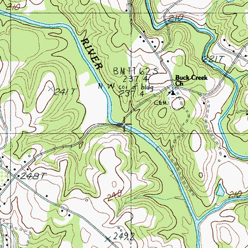Topographic Map of Sandy Ford Bridge, SC