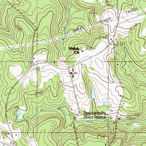 Topographic Map of Shiloh School (historical), SC