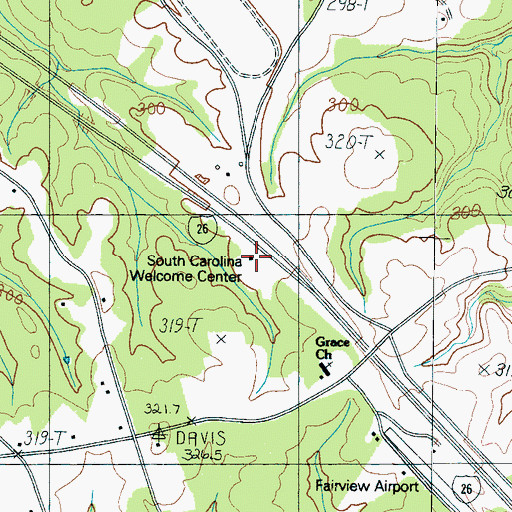 Topographic Map of South Carolina Welcome Center, SC
