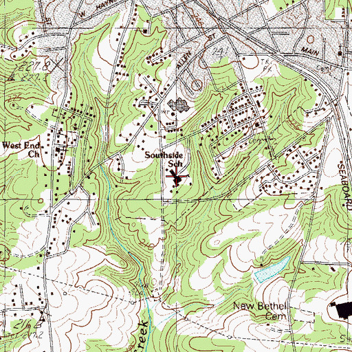 Topographic Map of Southside School, SC