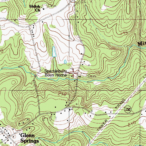 Topographic Map of Spartanburg Boys Home, SC