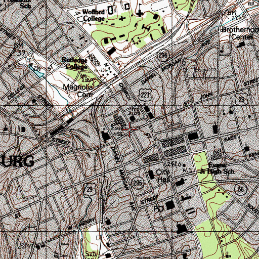 Topographic Map of Spartanburg Historic District, SC