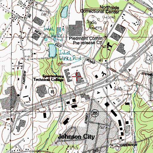 Topographic Map of Spartanburg Community College, SC