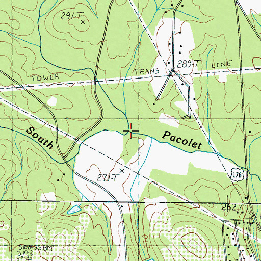 Topographic Map of Spivey Creek, SC