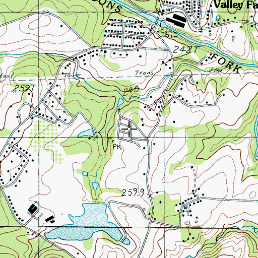 Topographic Map of Thunderbird Mobile Home Park, SC