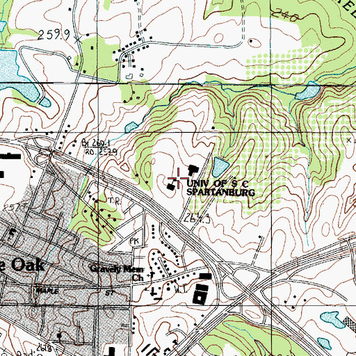 Topographic Map of University of South Carolina Upstate, SC