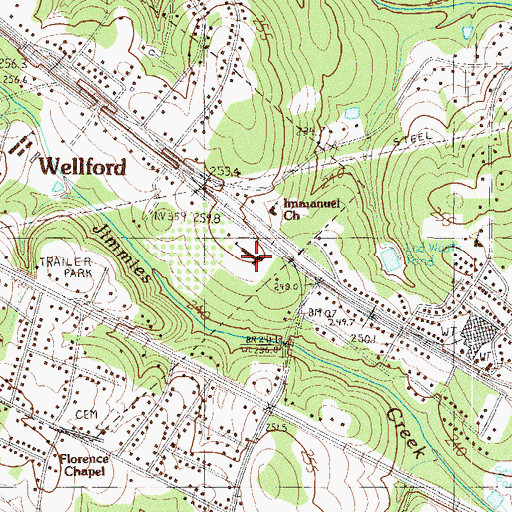 Topographic Map of Wellford Elementary School, SC