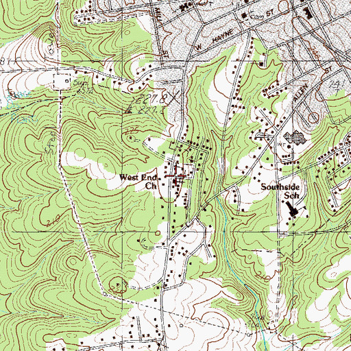 Topographic Map of West End Church, SC
