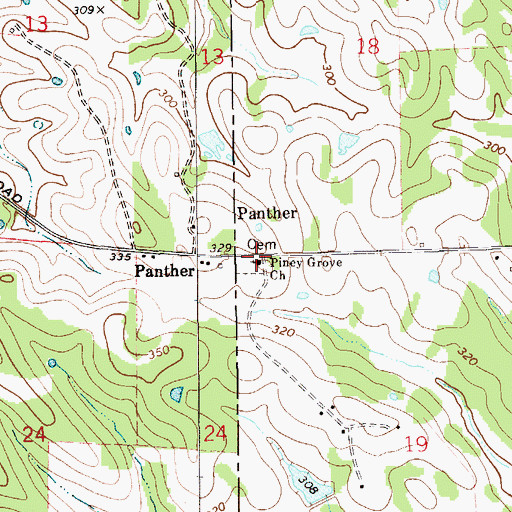 Topographic Map of Piney Grove Church, AL