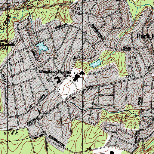 Topographic Map of Woodland Heights Elementary School, SC