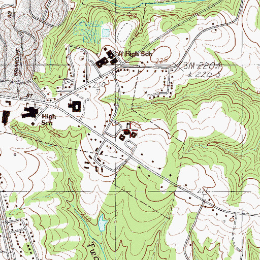 Topographic Map of Woodruff Elementary School, SC