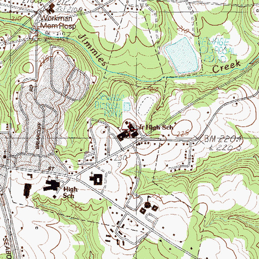 Topographic Map of Woodruff Junior High School, SC
