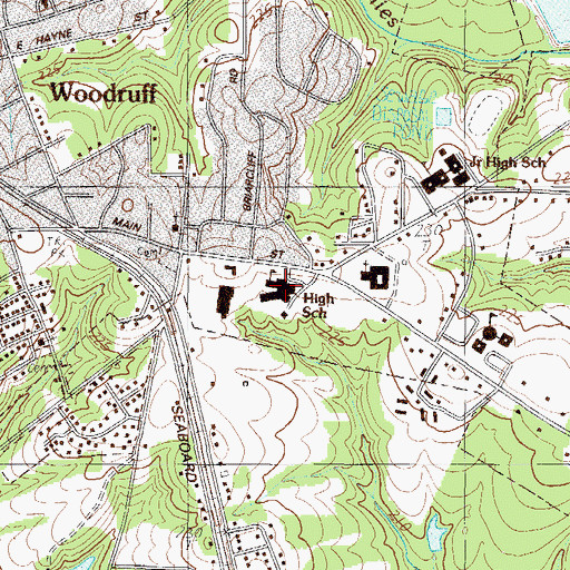 Topographic Map of Woodruff Senior High School, SC