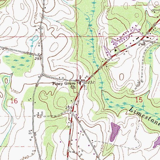 Topographic Map of Piney Grove Methodist Church, AL