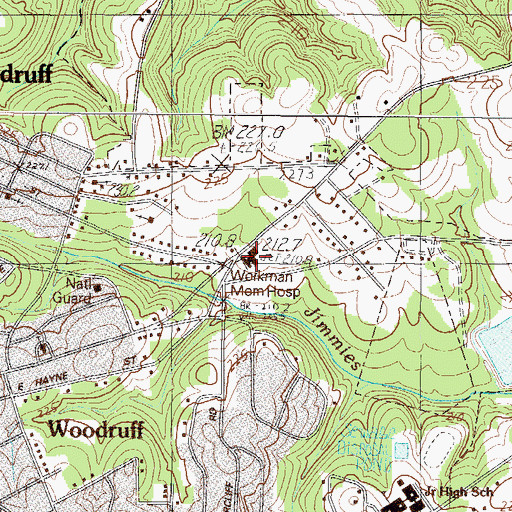 Topographic Map of Workman Memorial Hospital, SC