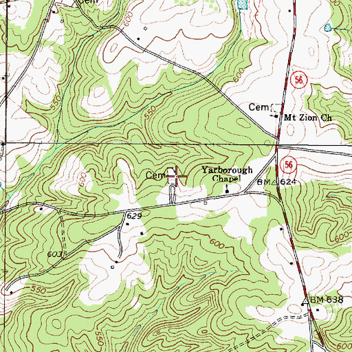 Topographic Map of Yarboroughs Chapel United Methodist Church Graveyard, SC