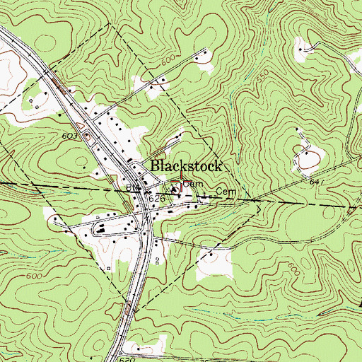 Topographic Map of Blackstock Cemetery, SC