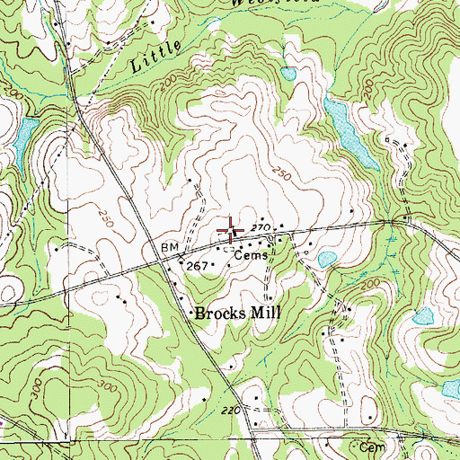 Topographic Map of Brocks Mill Cemetery, SC