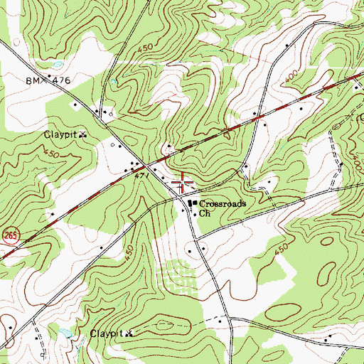 Topographic Map of Cross Roads Cemetery, SC