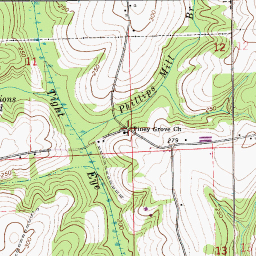 Topographic Map of Piney Grove Church, AL