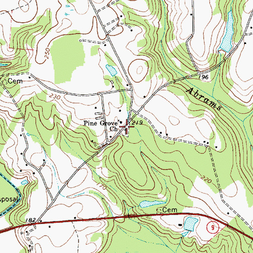 Topographic Map of Pine Grove Cemetery, SC