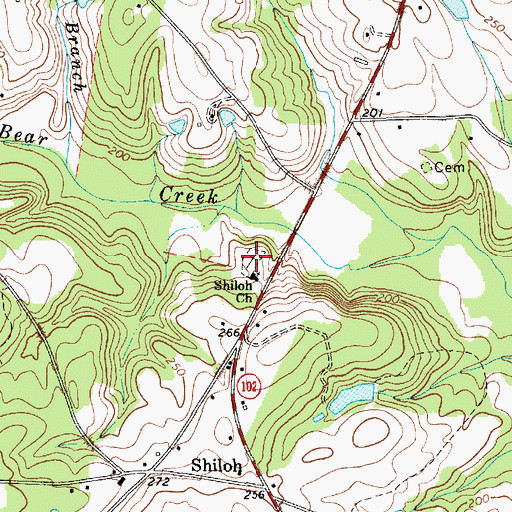 Topographic Map of Shiloh Cemetery, SC