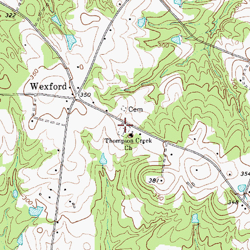 Topographic Map of Thompsons Creek Cemetery, SC