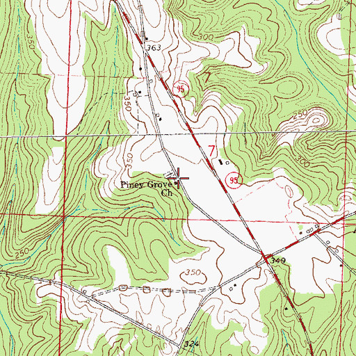 Topographic Map of Piney Grove Church, AL